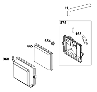 Air Cleaner Group Diagram and Parts List for 25U135-0002-G1 200000 - 399999 Briggs and Stratton Engine